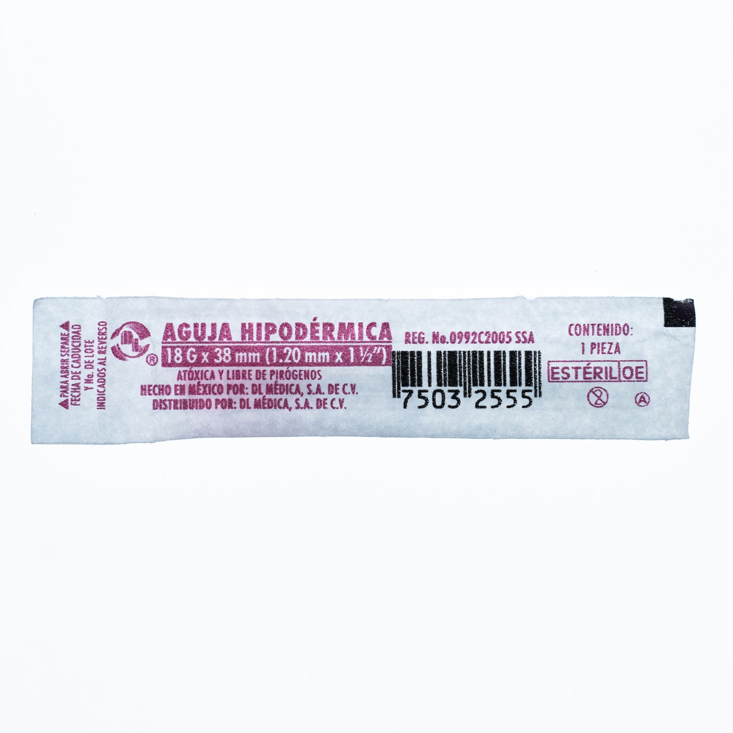 AGUJA HIPODÉRMICA DL 18GX38MM C/100