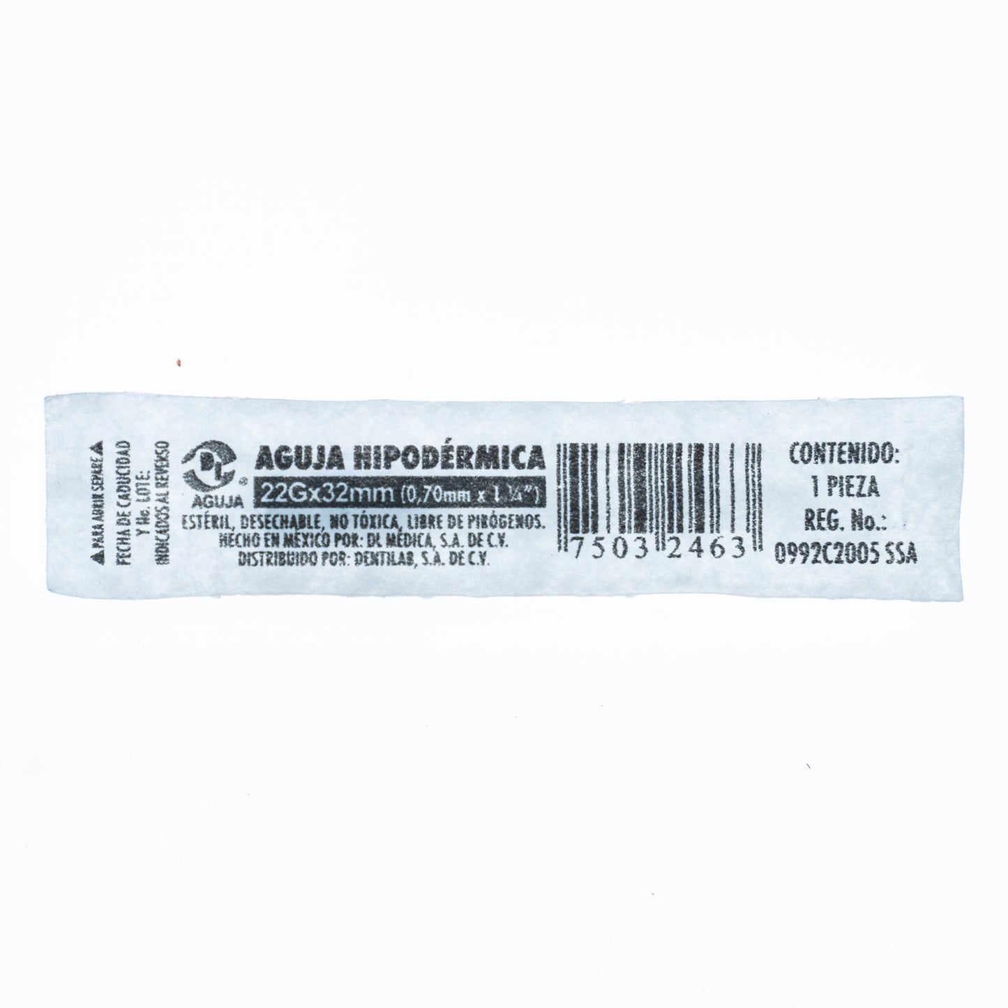 AGUJA HIPODÉRMICA DL 22GX32MM C/100