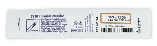 AGUJA ESPINAL QUINCKE 26G X 3 1/2 BD