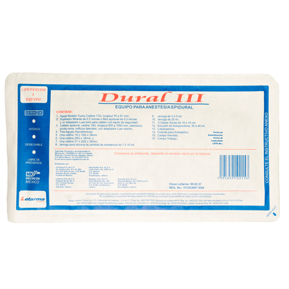 EQUIPO PARA ANESTESIA MIXTA, EPIDURAL III