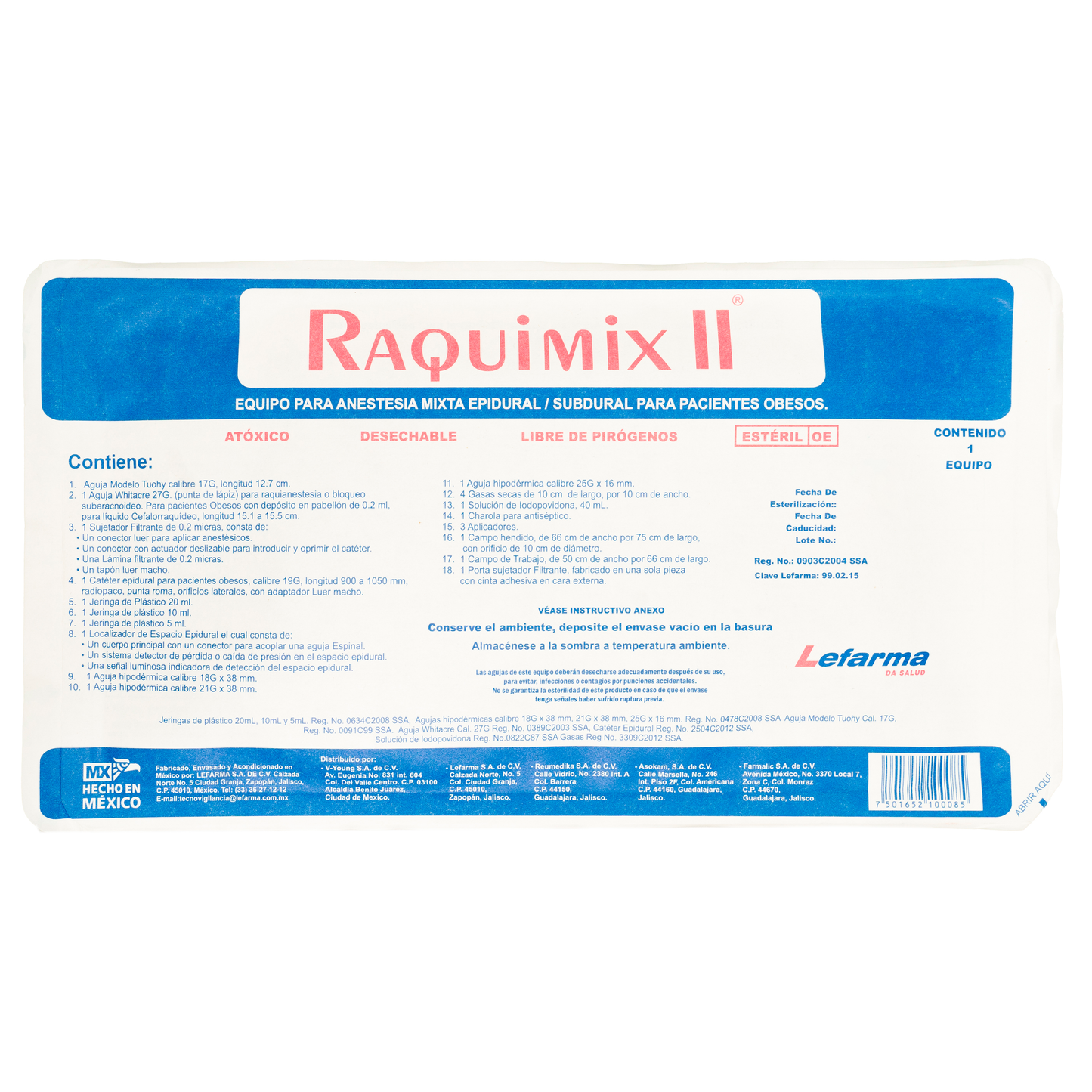 EQUIPO PARA ANESTESIA MIXTA, RAQUIMIX II PLUS OBESO