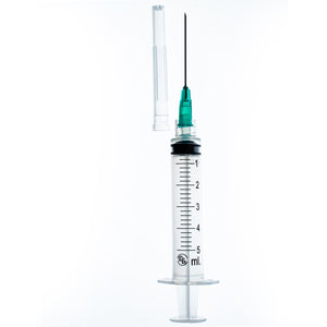 JERINGA DE PLÁSTICO ESTÉRIL/DESECHABLE PIVOTE LUER LOCK C/AGUJA 21GX32MM 5ML C/100
