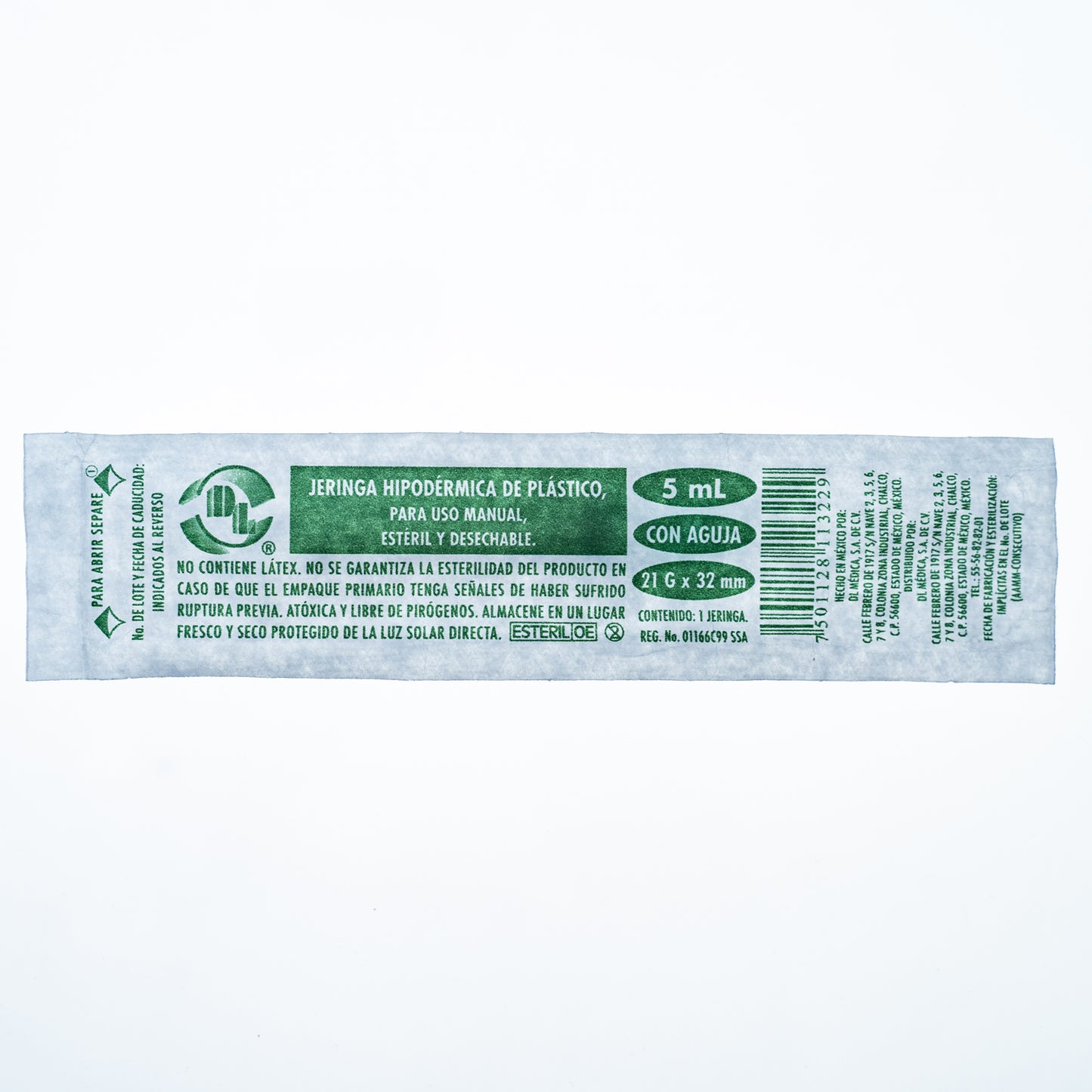 JERINGA DE PLÁSTICO ESTÉRIL/DESECHABLE PIVOTE LUER LOCK C/AGUJA 21GX32MM 5ML C/100