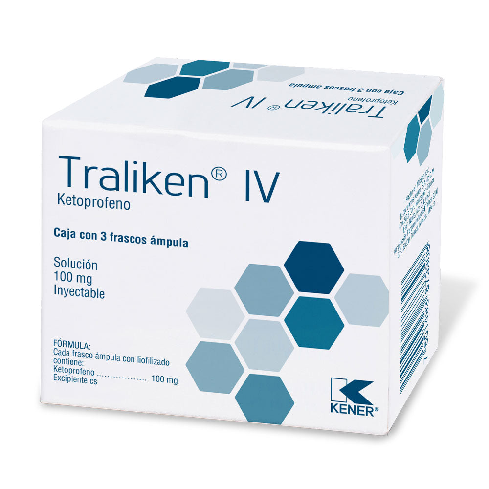 KETOPROFENO TRALIKEN IV 100MG 3 AMP LGEN